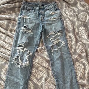 American Eagle Outfitters Light Blue High-Rise Distressed Jeans